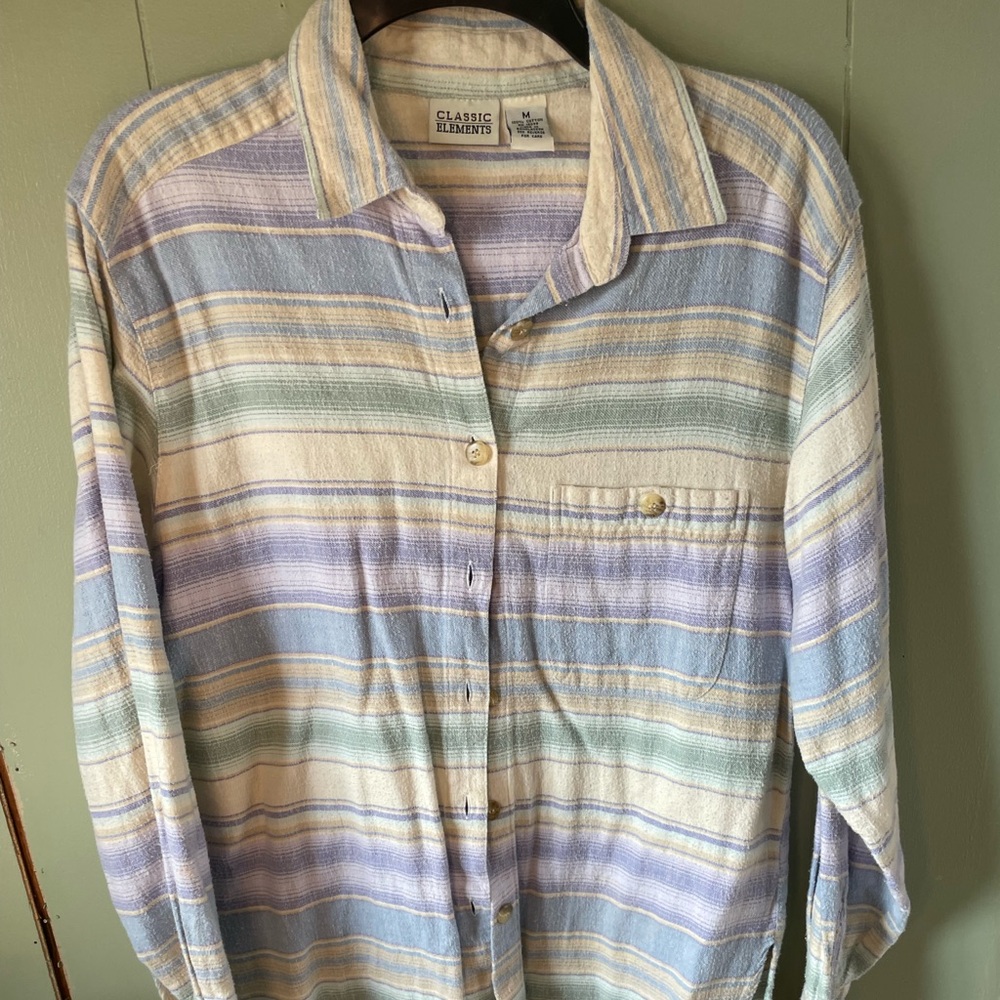 Classic Unisex Striped Shirt - Blue, Cream, Tan
